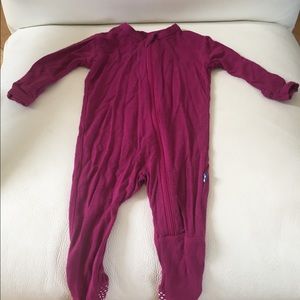 Kickee pants burgundy 0-3 month footie
